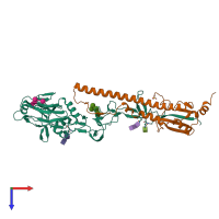 PDB entry 4uo4 coloured by chain, top view.