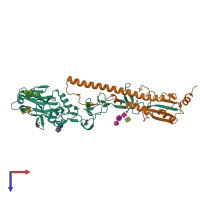 PDB entry 4uo6 coloured by chain, top view.