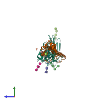 PDB entry 4uoa coloured by chain, side view.