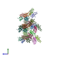 PDB entry 4uow coloured by chain, side view.