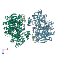 PDB entry 4upd coloured by chain, top view.