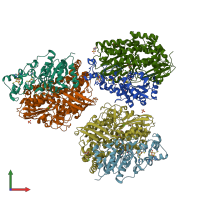 PDB entry 4upe coloured by chain, front view.