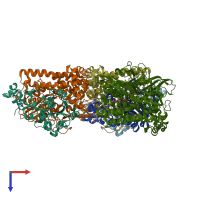 PDB entry 4upe coloured by chain, top view.