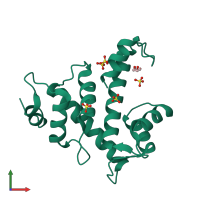 PDB entry 4upg coloured by chain, front view.