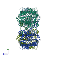 PDB entry 4uph coloured by chain, side view.