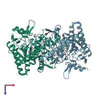 PDB entry 4upp coloured by chain, top view.