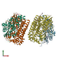 PDB entry 4upv coloured by chain, front view.