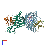 PDB entry 4uq3 coloured by chain, top view.