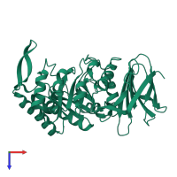 PDB entry 4uq9 coloured by chain, top view.