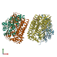 PDB entry 4uql coloured by chain, front view.