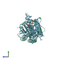 PDB entry 4uqo coloured by chain, side view.