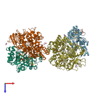 PDB entry 4uqp coloured by chain, top view.