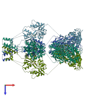 PDB entry 4uqq coloured by chain, top view.