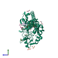 PDB entry 4uqr coloured by chain, side view.