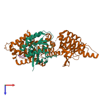 PDB entry 4urv coloured by chain, top view.