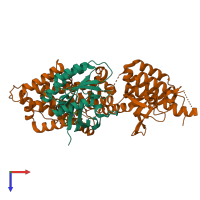 PDB entry 4ury coloured by chain, top view.