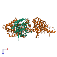 PDB entry 4us1 coloured by chain, top view.