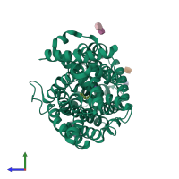 PDB entry 4us3 coloured by chain, side view.