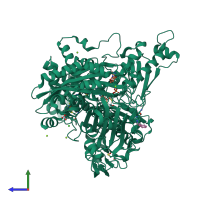 PDB entry 4us9 coloured by chain, side view.
