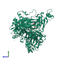 PDB entry 4usa coloured by chain, side view.