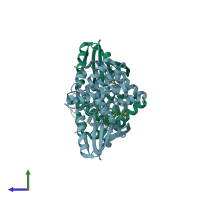 PDB entry 4usd coloured by chain, side view.