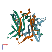 PDB entry 4usg coloured by chain, top view.