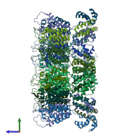 PDB entry 4usn coloured by chain, side view.
