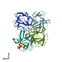 PDB entry 4uso coloured by chain, side view.