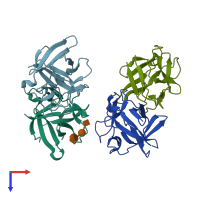 PDB entry 4uso coloured by chain, top view.