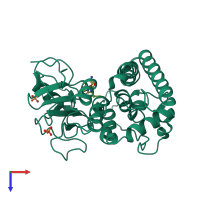 PDB entry 4uss coloured by chain, top view.