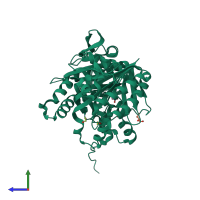 PDB entry 4usv coloured by chain, side view.