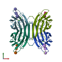 PDB entry 4ut5 coloured by chain, front view.