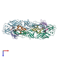 PDB entry 4ut6 coloured by chain, top view.