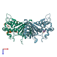 PDB entry 4uua coloured by chain, top view.