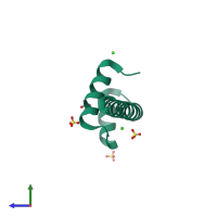 PDB entry 4uut coloured by chain, side view.