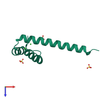 PDB entry 4uut coloured by chain, top view.