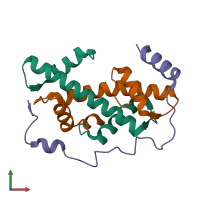 PDB entry 4uuz coloured by chain, front view.