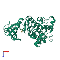 PDB entry 4uv0 coloured by chain, top view.
