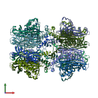 PDB entry 4uv2 coloured by chain, front view.