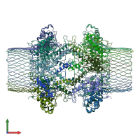 PDB entry 4uv3 coloured by chain, front view.