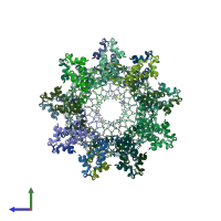 PDB entry 4uv3 coloured by chain, side view.