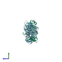 PDB entry 4uv6 coloured by chain, side view.