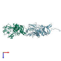 PDB entry 4uv6 coloured by chain, top view.