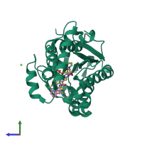 PDB entry 4uvd coloured by chain, side view.