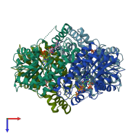 PDB entry 4uvi coloured by chain, top view.