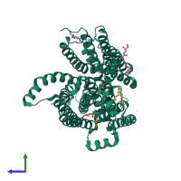 PDB entry 4uvm coloured by chain, side view.