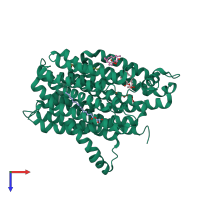 PDB entry 4uvm coloured by chain, top view.