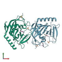 PDB entry 4uvn coloured by chain, front view.