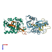 PDB entry 4uvp coloured by chain, top view.