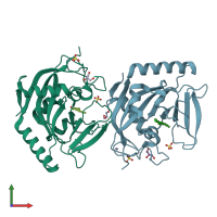 PDB entry 4uvv coloured by chain, front view.